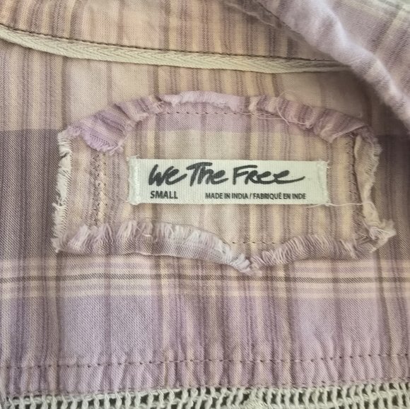 Free People We The Free Plaid Crotchet Button Down Size Small - Picture 5 of 6